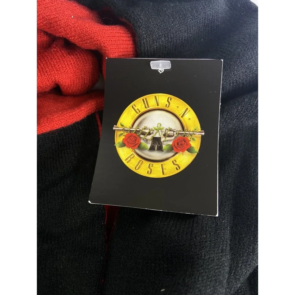 Guns N Roses Logo Black Red Winter Scarf with Tassels Adult Unisex NEW